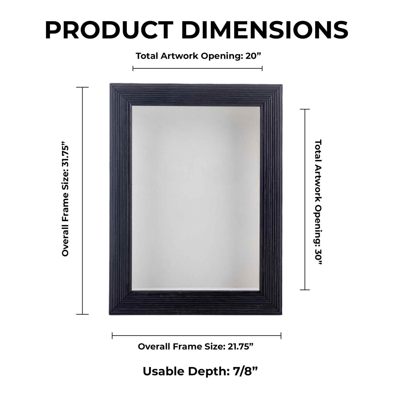 Rustic Black Wood Shadow Box Frame with Acrylic Front - White Suede Backing, 30 Sizes